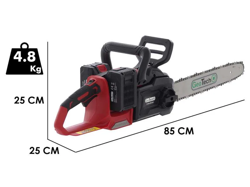 GeoTech X-Line CM-40V - Tronçonneuse électrique à batterie - Guide de 40 cm - 40 V 2 Ah