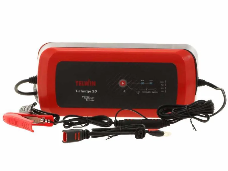 Telwin T-Charge 20 - Chargeur de batterie et mainteneur de charge - batteries au plomb 6/12V - 110W