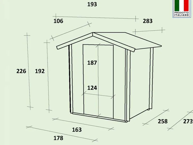 Alce Fiamma 178x273 - Abri de jardin en bois - 178x273x226 cm