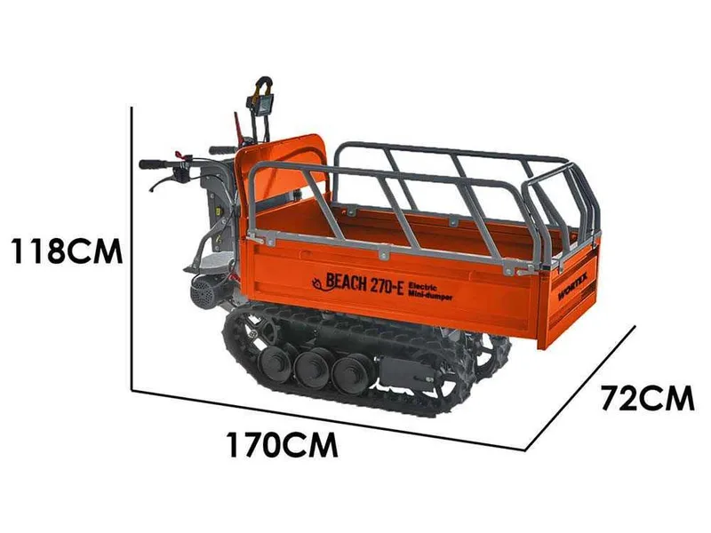 Brouette électrique à batterie Wortex Beach 270E - Caisson extensible manuel 450Kg