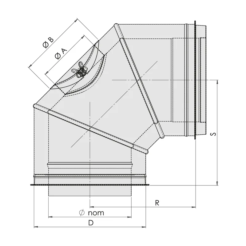 Opsinox conduit de cheminée en acier inoxydable 180mm coude 90° BO9K