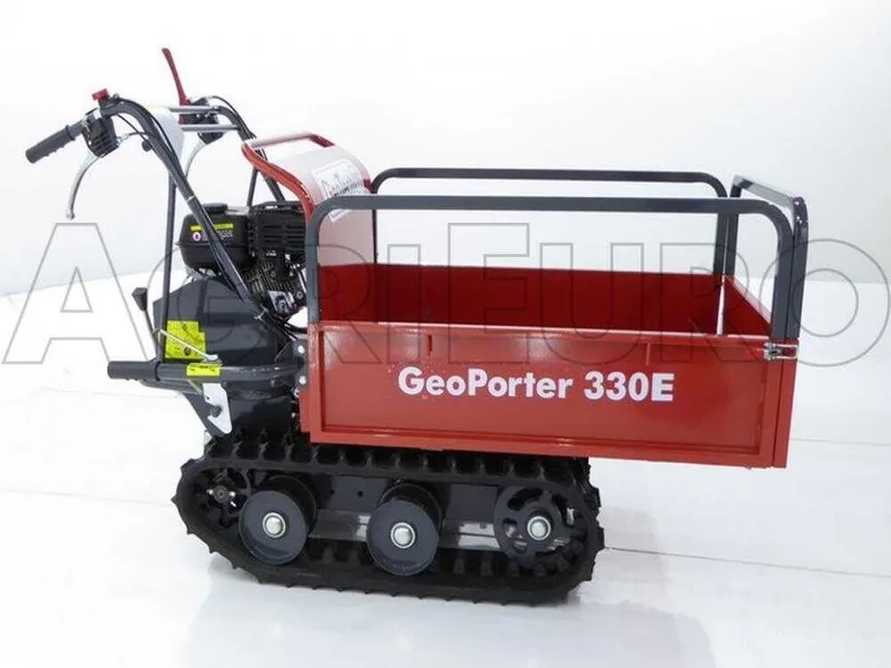 GeoTech Pro GeoPorter 330E - Brouette motorisée à chenilles à 4 galets avec benne extensible - 300Kg