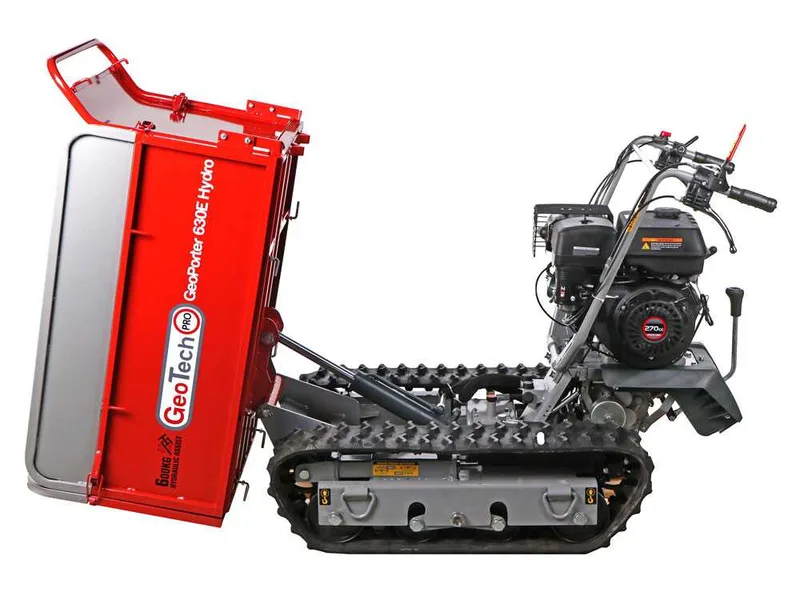 GeoTech Pro GeoPorter 630E Hydro - Brouette à moteur sur chenilles - benne extensible hydraulique 600Kg