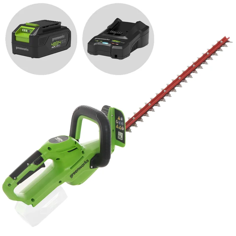 Greenworks G24HT56 - Taille-haie à batterie au lithium 24 V/4 Ah - Lame de 56 cm