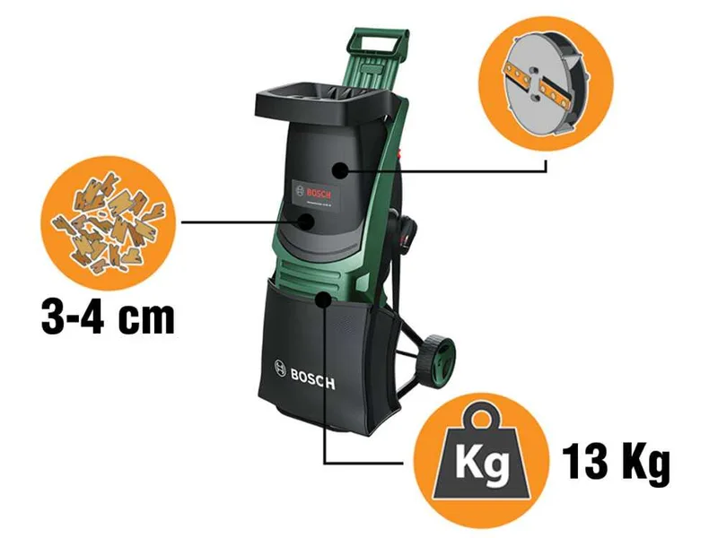 Bosch UniversalShredder - Broyeur de jardin à batterie 36V - avec bac de ramassage - 2x18V/4Ah