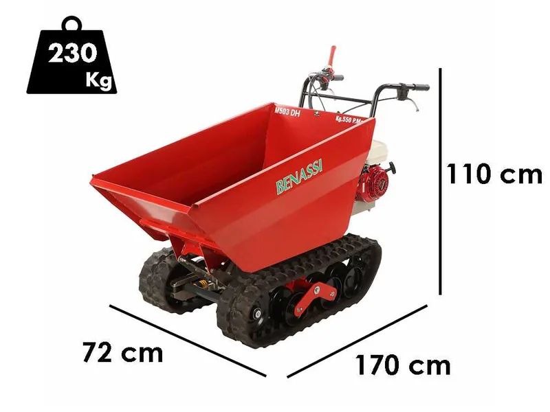 Benassi M503DH - Brouette à chenilles - Benne dumper hydraulique - Capacité 550 kg