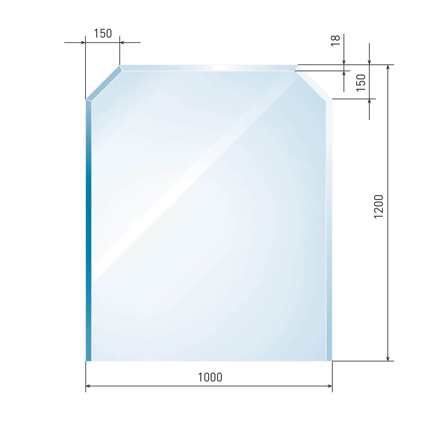 Raik Kamin plaque de verre langue angulaire incl. facette