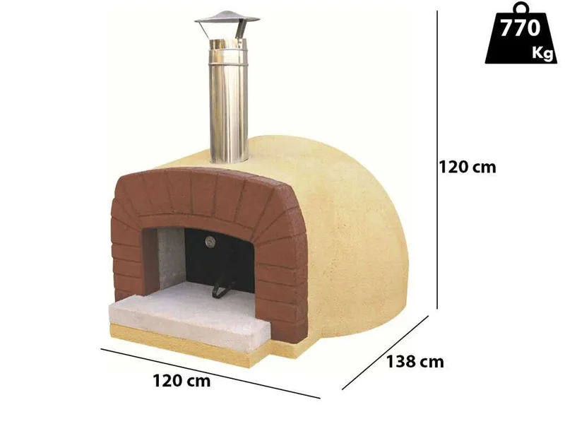 Linea VZ Etna - Four à bois d'extérieur avec plan de cuisson Ø 85 cm - Capacité de cuisson 3 pizzas