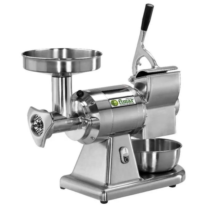 Fimar TC12AT - Hachoir à viande électrique avec râpe intégrée - 400 V - 1 CV - Groupe de hachage INOX - Sans inverseur de marche