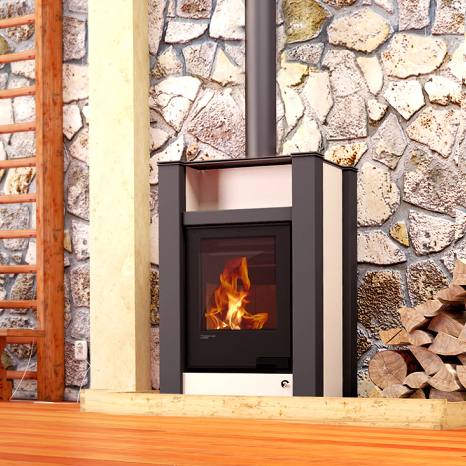 Aquaflam Vario Lend Basic Poêle à bois hydro crème 11/5 kW