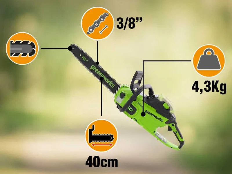 Greenworks CS40O6 - Tronçonneuse à batterie 60 V - Guide de 40 cm