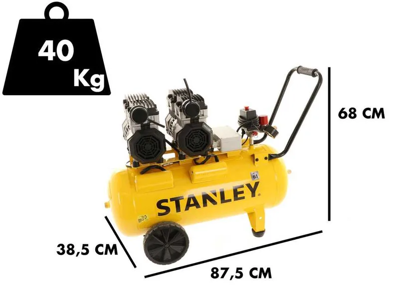 Stanley DST 300/8/50-2 - Compresseur d'air électrique monophasé silencieux, oil-less - Moteur 2.6 CV - 50 L
