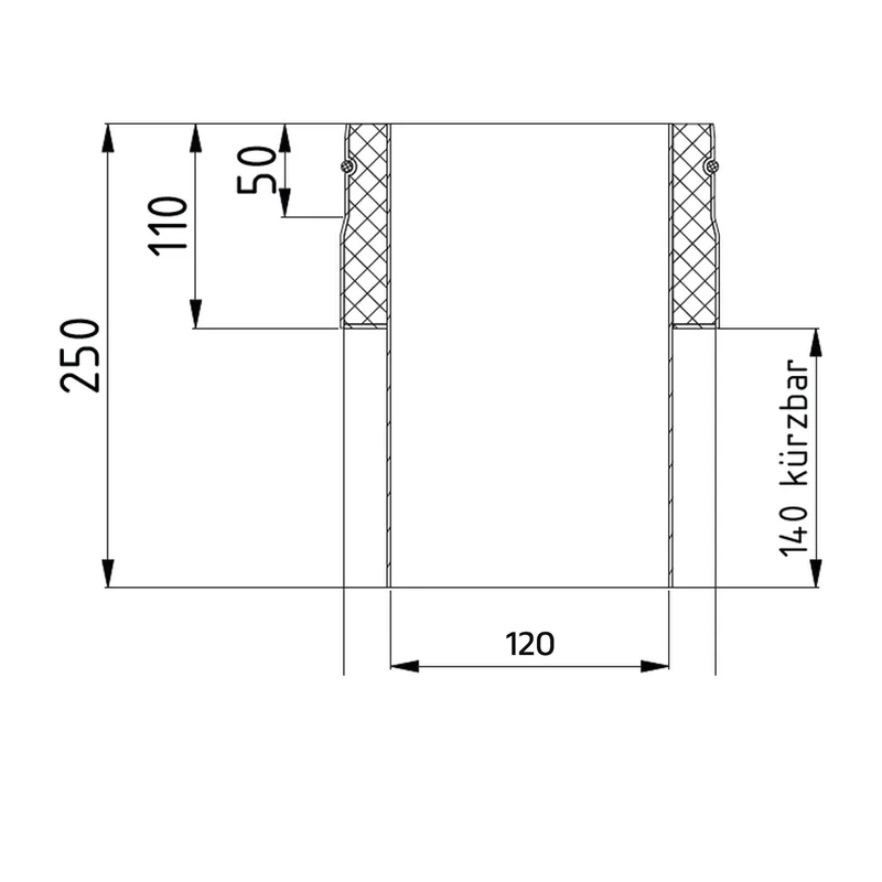 Raik Lifestyle DUO pièce de raccordement de poêle 120mm noir intérieur raccourcissable pour tuyau de fumée / conduit de fumée