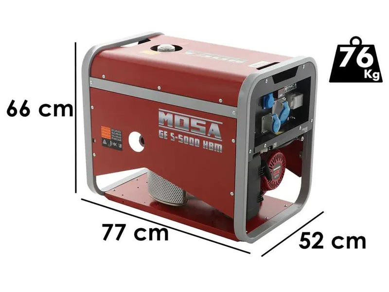 MOSA GE S-5000 HBM AVR - Groupe électrogène à essence avec AVR 4.4 KW - Continue 3.6 kW Monophasé - Moteur Honda GX270