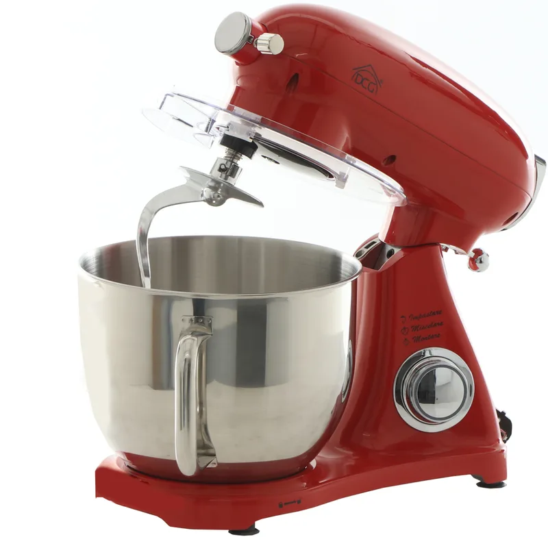 DCG KM1510R 7l - Batteur mélangeur planétaire - Avec cuve en acier de 7 litres - Multifonction à enclenchement rapide