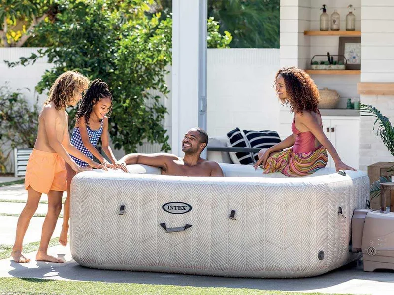 Intex carrée Chevron Deluxe 28472EX - Ø193x71 cm - Spa gonflable à hydromassage