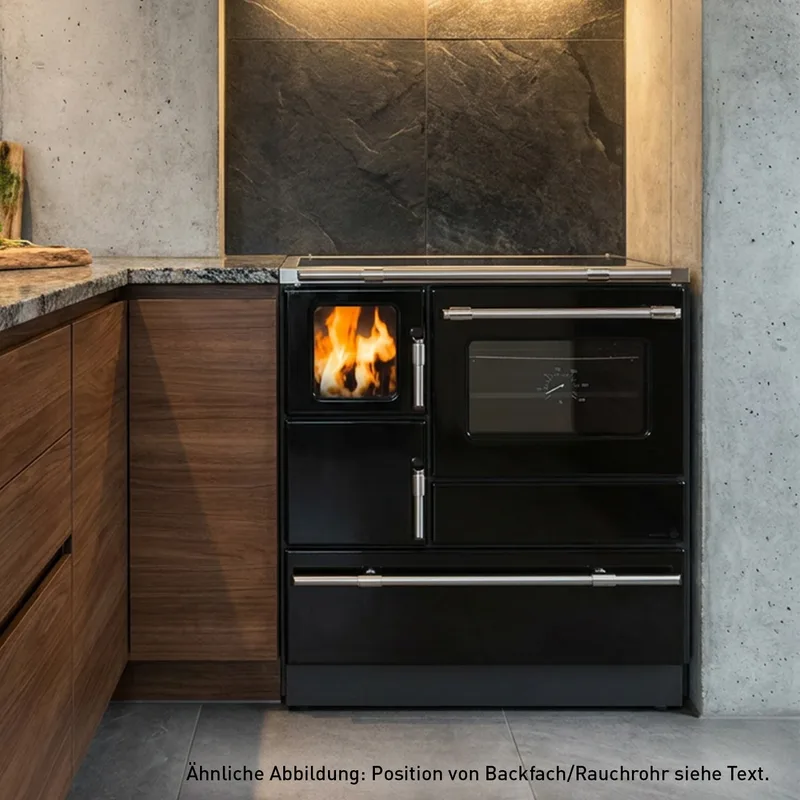 Wamsler K 128 F Cuisinière à bois à gauche cachemire mat avec plaque vitrocéramique