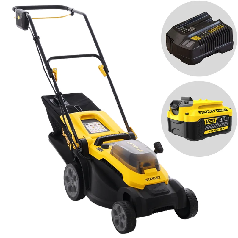 Stanley SCMWP3401M1-QW - Tondeuse à gazon à batterie - 18 V 4,0 Ah - Largeur de coupe 34 cm