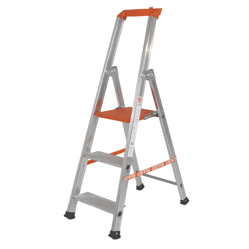 Gierre Stabila AL700DS - 3 marches, 1,23 m - Échelle en aluminium avec tréteau