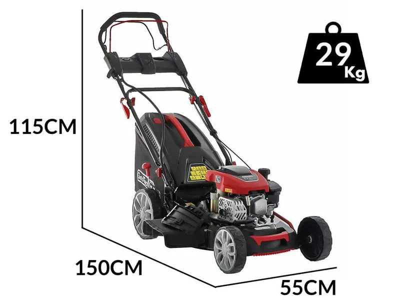 GeoTech S51-170 BMSGW ES - Tondeuse à gazon thermique tractée 4 en 1 - lame de 51 cm - Démarrage électrique