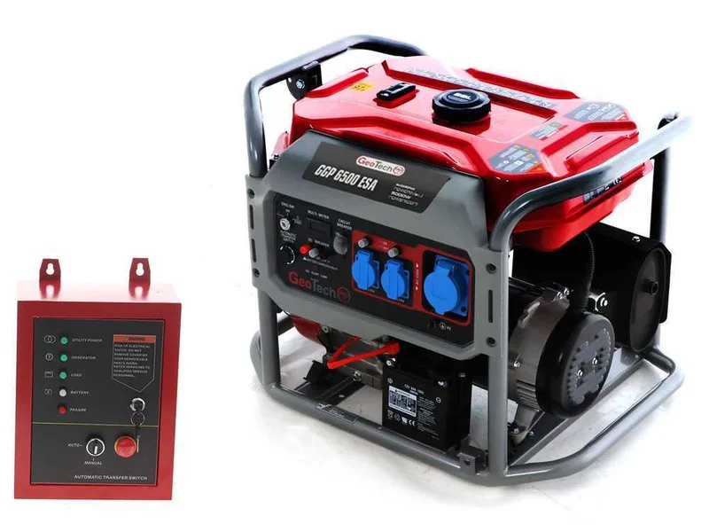 GeoTech Pro GGP 6500 ESA - Groupe électrogène sur chariot avec AVR dém. électrique 5.4 kW - Continue 5 kW Monophasé + ATS