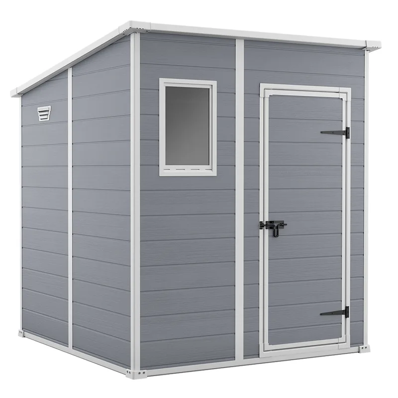 Keter Manor Pent gris - Abri de jardin - Avec fenêtre frontale - 183.5x185x200 cm