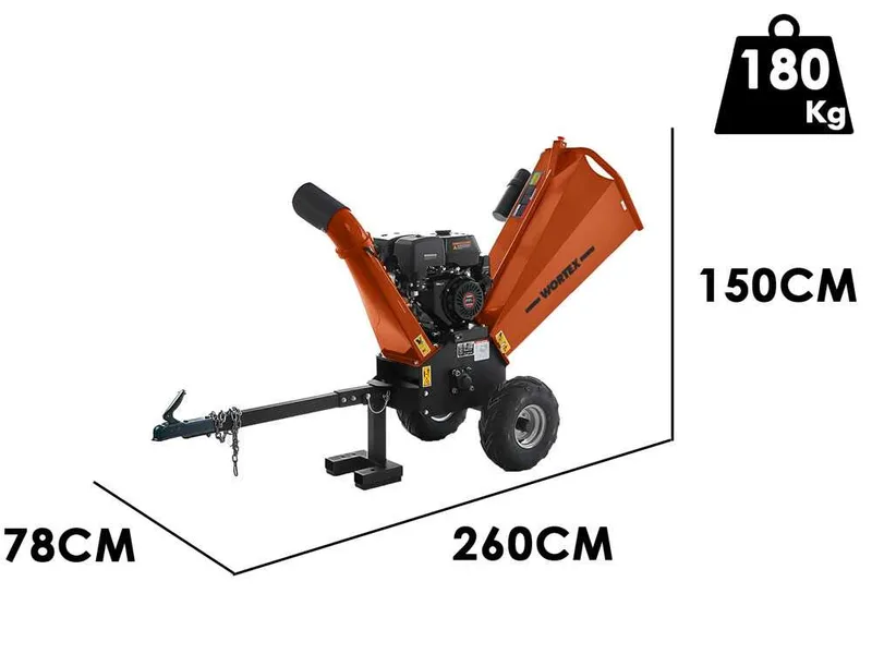 Wortex Drake D420/120L-E - Broyeur de branches thermqiues - Moteur Loncin G420F avec démarrage électrique