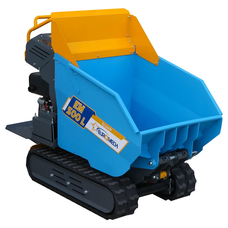 EuroMech EM500L-Dump - Brouette à moteur avec benne dumper hydraulique 500Kg - Transmission hydrostatique