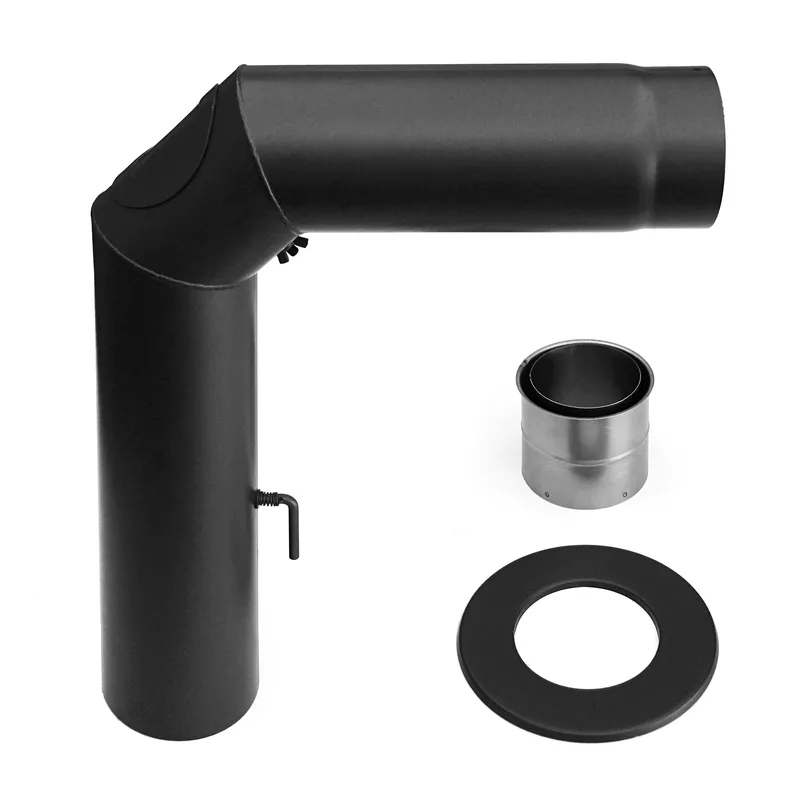Raik Basic ensemble de coudes de tuyau de fumée 120mm noir 3 pièces - soudé pour tuyau de fumée / conduit de fumée