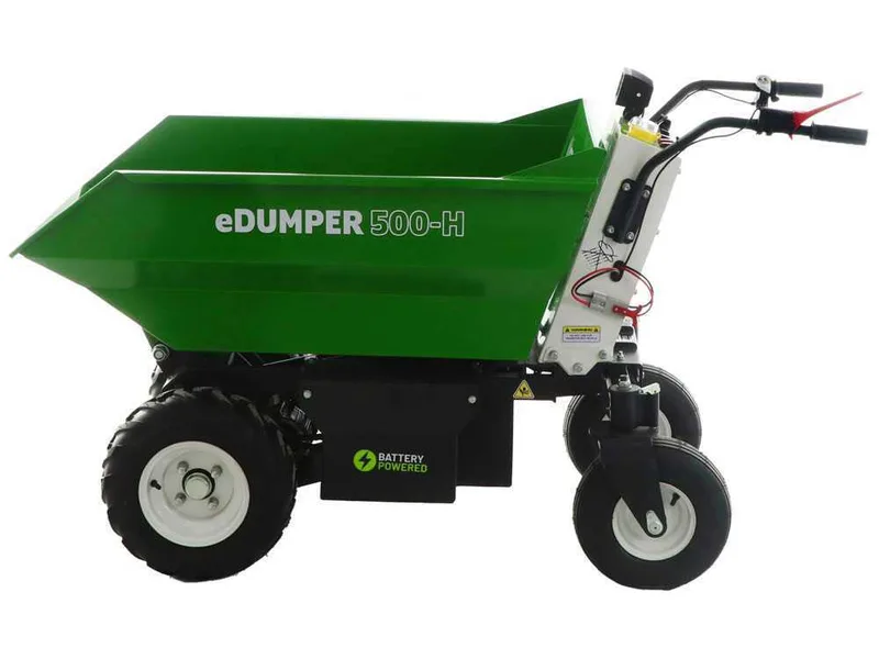 GREENBAY eDumper 500-H -Brouette électrique à batterie - 48V 32Ah - Basculement hydraulique