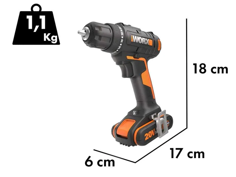Worx WX100 - Perceuse visseuse à batterie - 20V/2Ah