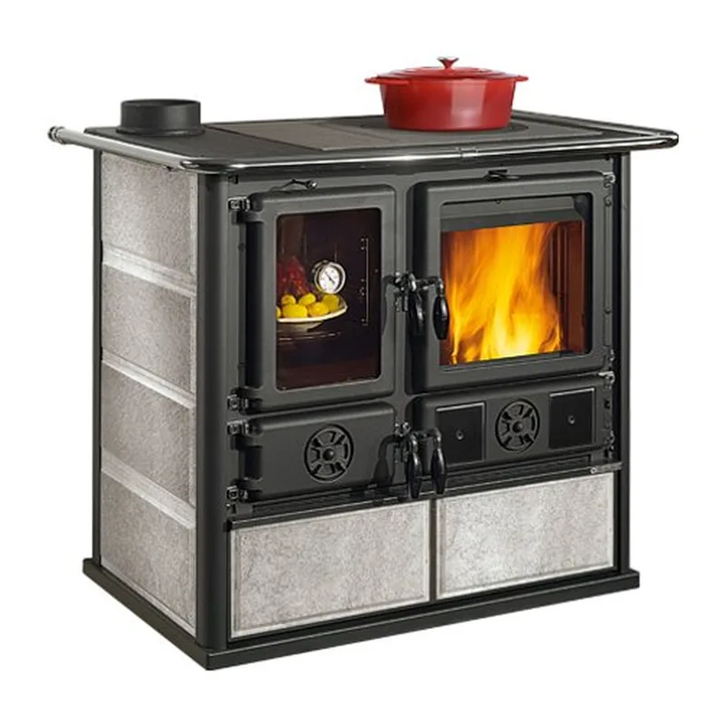 La Nordica rosa sx REVERSE.16 petra - cuisinière à bois en pierre naturelle