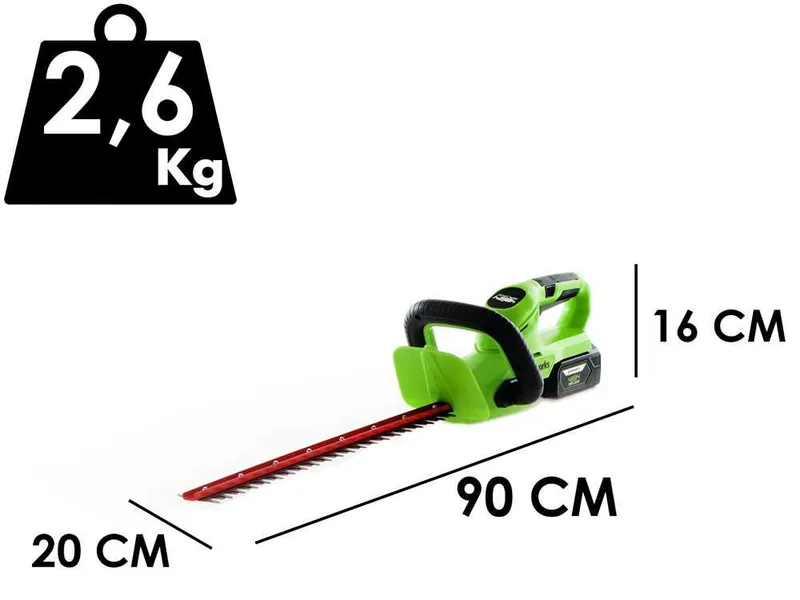 Greenworks G24HT56 - Taille-haie à batterie au lithium 24 V/4 Ah - Lame de 56 cm