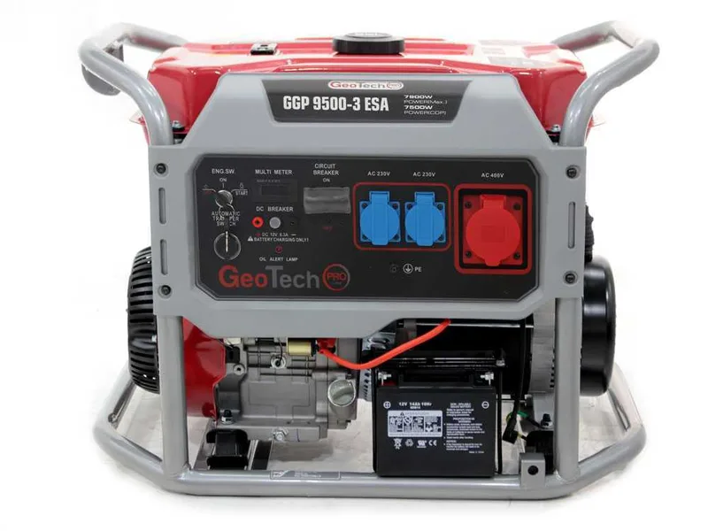 GeoTech Pro GGP 9500-3 ESA - Groupe électrogène sur chariot avec AVR dém. électrique 7.8 kW - Continue 7.5 kW + ATS