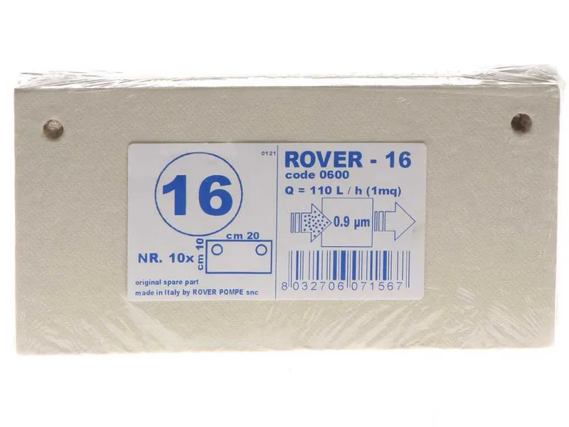 Type 16 - Cartons filtrants pour pompe-filtre Pulcino – 20x10 cm - 10 pièces