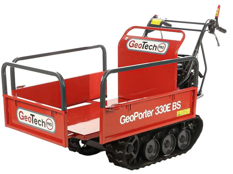 GeoTech Pro GeoPorter 330E B&S - Brouette motorisée avec benne extensible - 6 galets - 300 kg