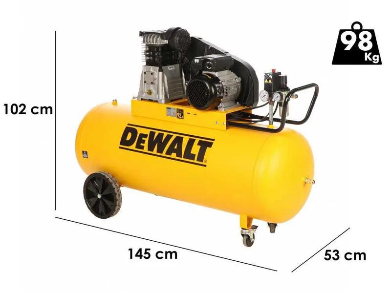 DeWalt DXCMB3M200HE - Compresseur d'air électrique monophasé à courroie - Moteur 3 CV – 200 L