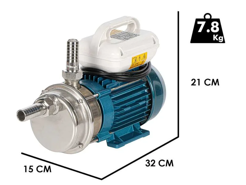 Tellarini ALM 25 - Pompe électrique de transfert pour huile en acier inoxydable - Raccord droits en acier inoxydable - Monophasée - 230V - Choisissez vos raccords