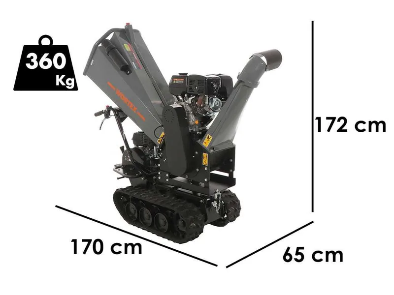 Wortex Tiger D420/120L - Broyeur à moteur thermique avec base à chenilles - Moteur Loncin D420