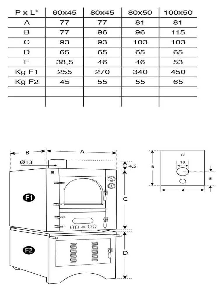AgriEuro Medius 80 Inc - Four à bois en acier encastrable - Ventilé