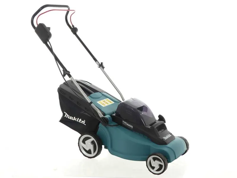 Tondeuse à gazon électrique avec batterie 2 X 4 Ah Makita DLM380PM2 - tondeuse 2 en 1 - 38 cm