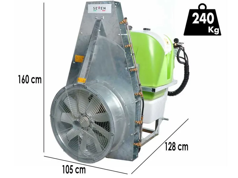 Seven Italy 400 - Atomiseur porté sur tour pour pulvérisation - Capacité 400 L - Pompe APS 71