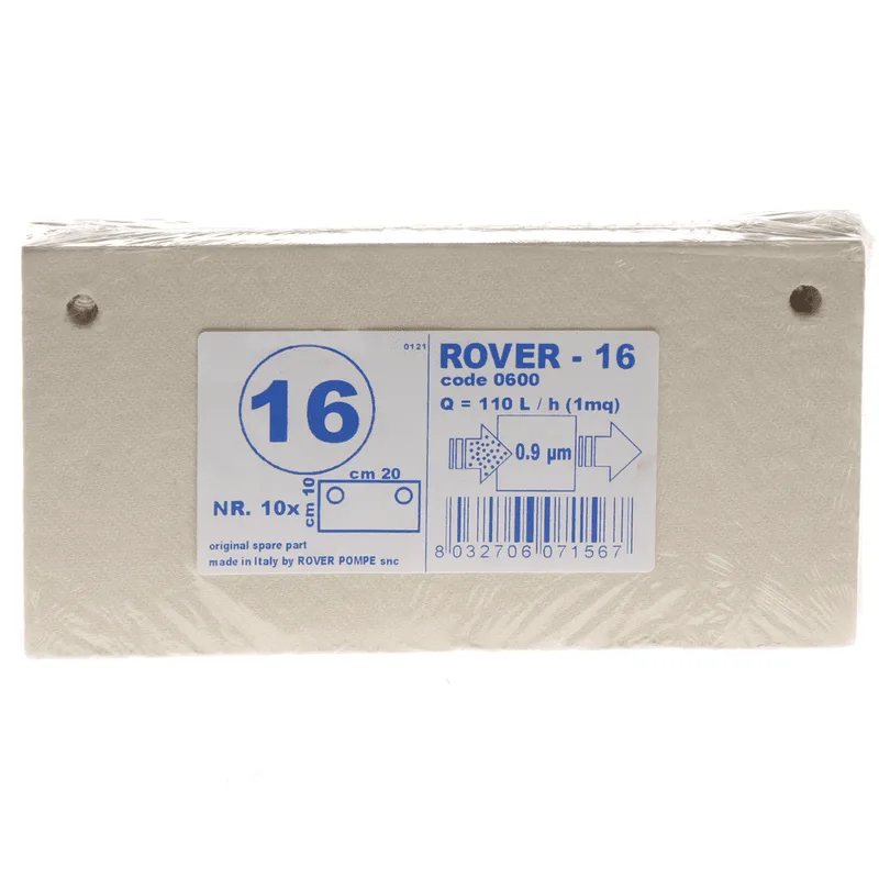 Type 16 - Cartons filtrants pour pompe-filtre Pulcino – 20x10 cm - 10 pièces