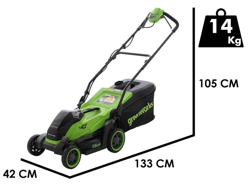 Greenworks LM3604 - Tondeuse à gazon sans fil 40 V - sans batteries ni chargeur