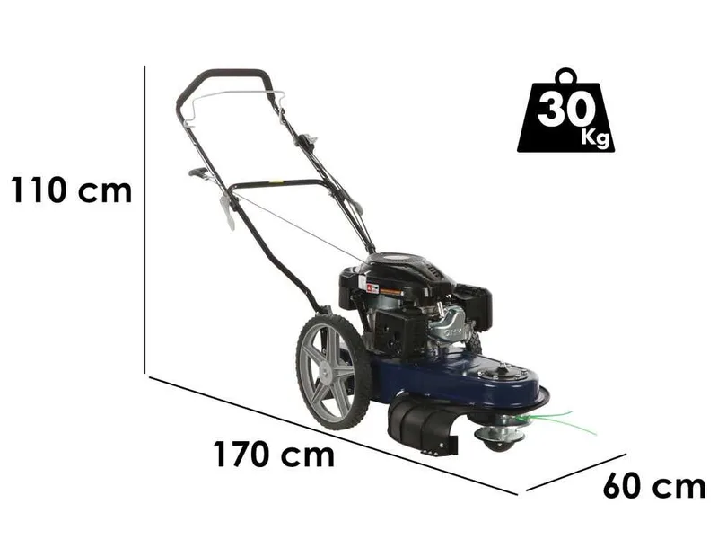 BullMach FALCIA 196-560 - Débroussailleuse à roues à essence 4 temps à poussée manuelle