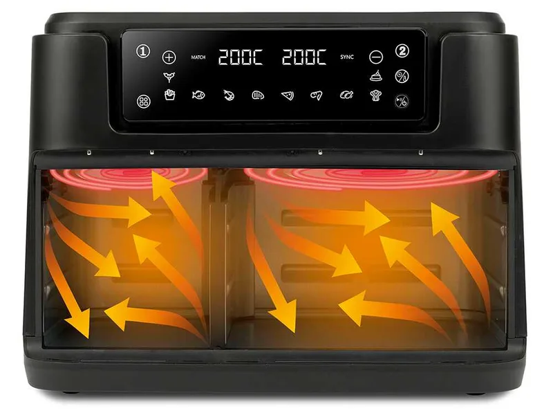 Girmi FG26 Ecofrit Bis - Friteuse à air avec double bac numérique 9 L
