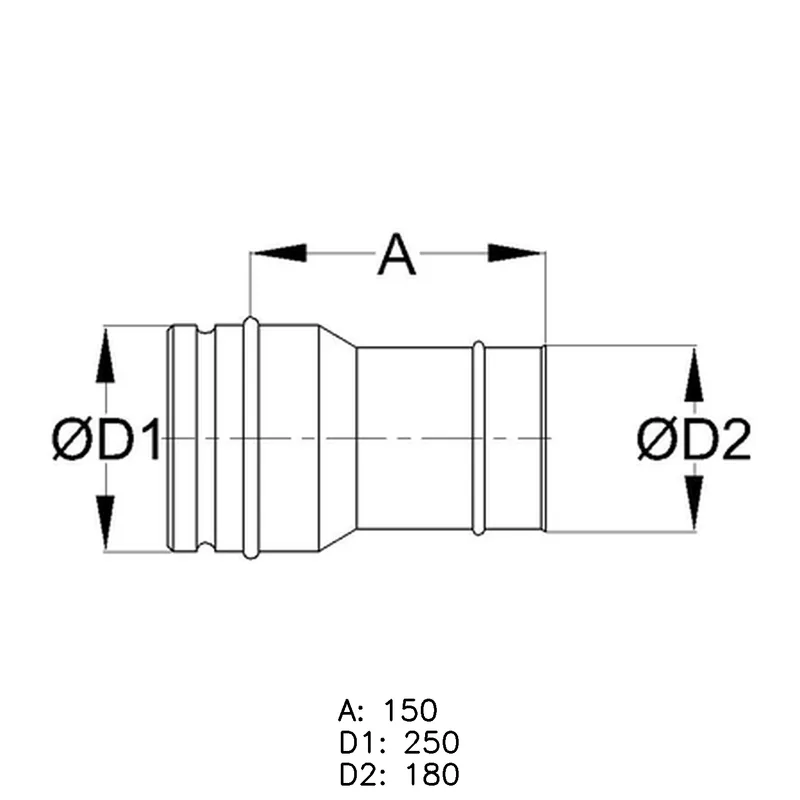 Schiedel réduction PPL simple paroi 250mm - 180mm mat