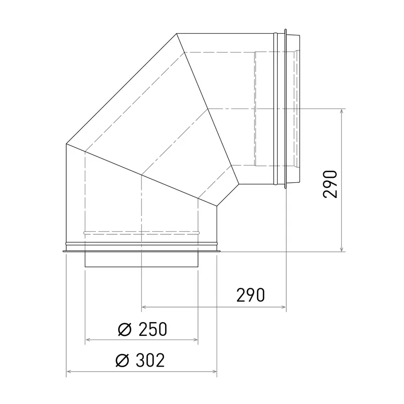 Opsinox conduit de cheminée en acier inoxydable 250mm coude 90° BO9
