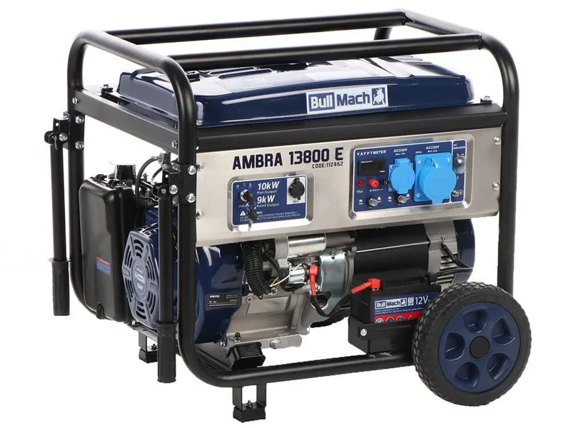 BullMach AMBRA 13800 E - Groupe électrogène sur chariot à essence avec AVR 10 Kw monophasé - Cadran ATS inclus