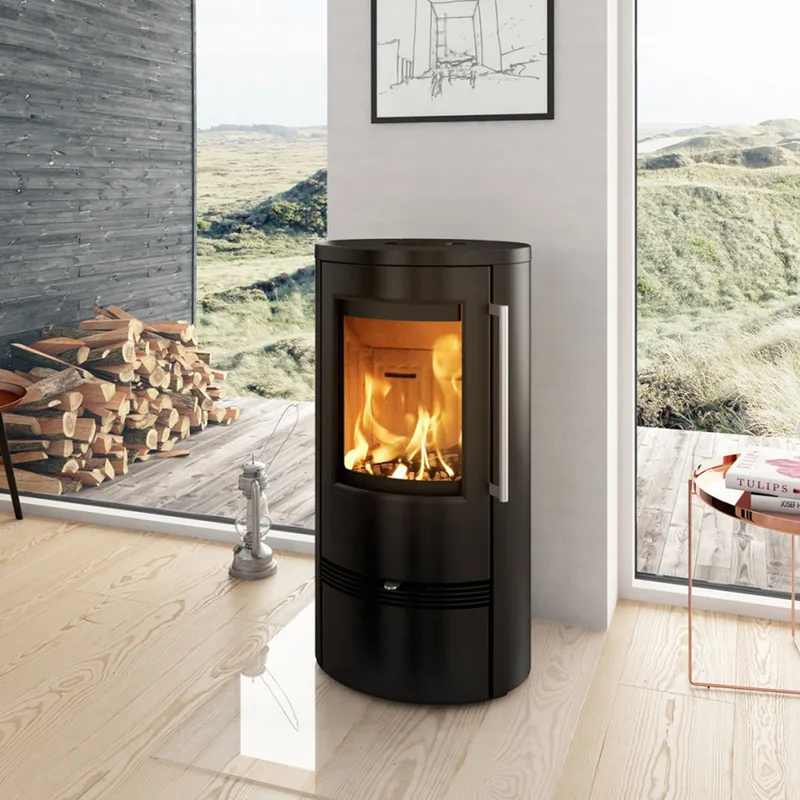 TermaTech TT21RL Poêle à bois Acier Noir Tuyau de fumée supérieur